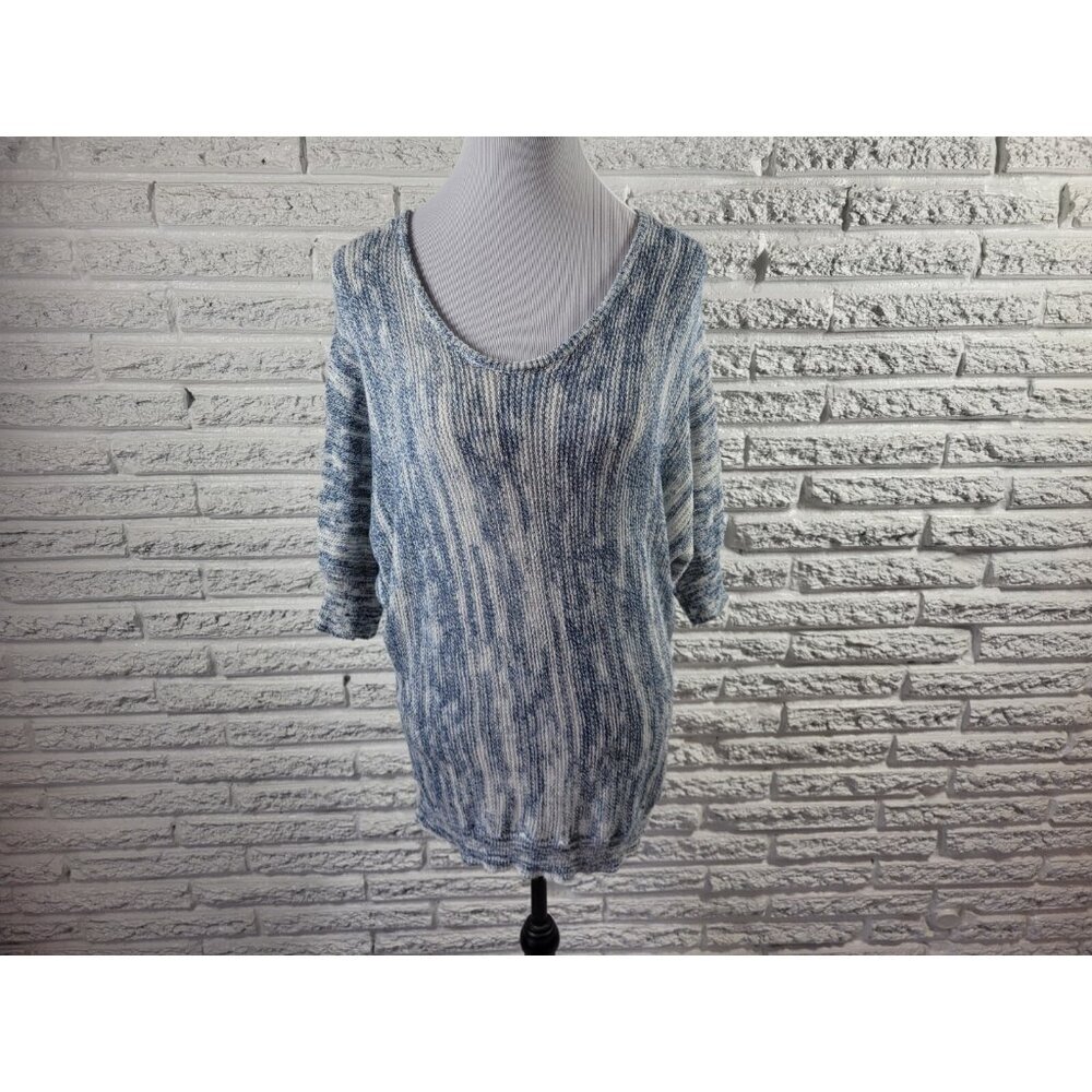 Maurices Womens Sweater XL Blue 100% Cotton Knit Pullover 3/4 Dolman BLU143E